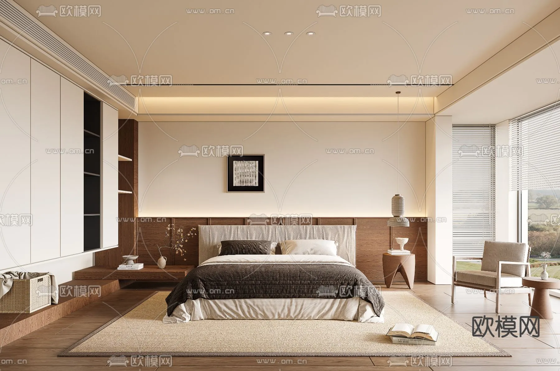BEDROOM - MODERN STYLE - VRAY / CORONA - 3D MODEL - 2107