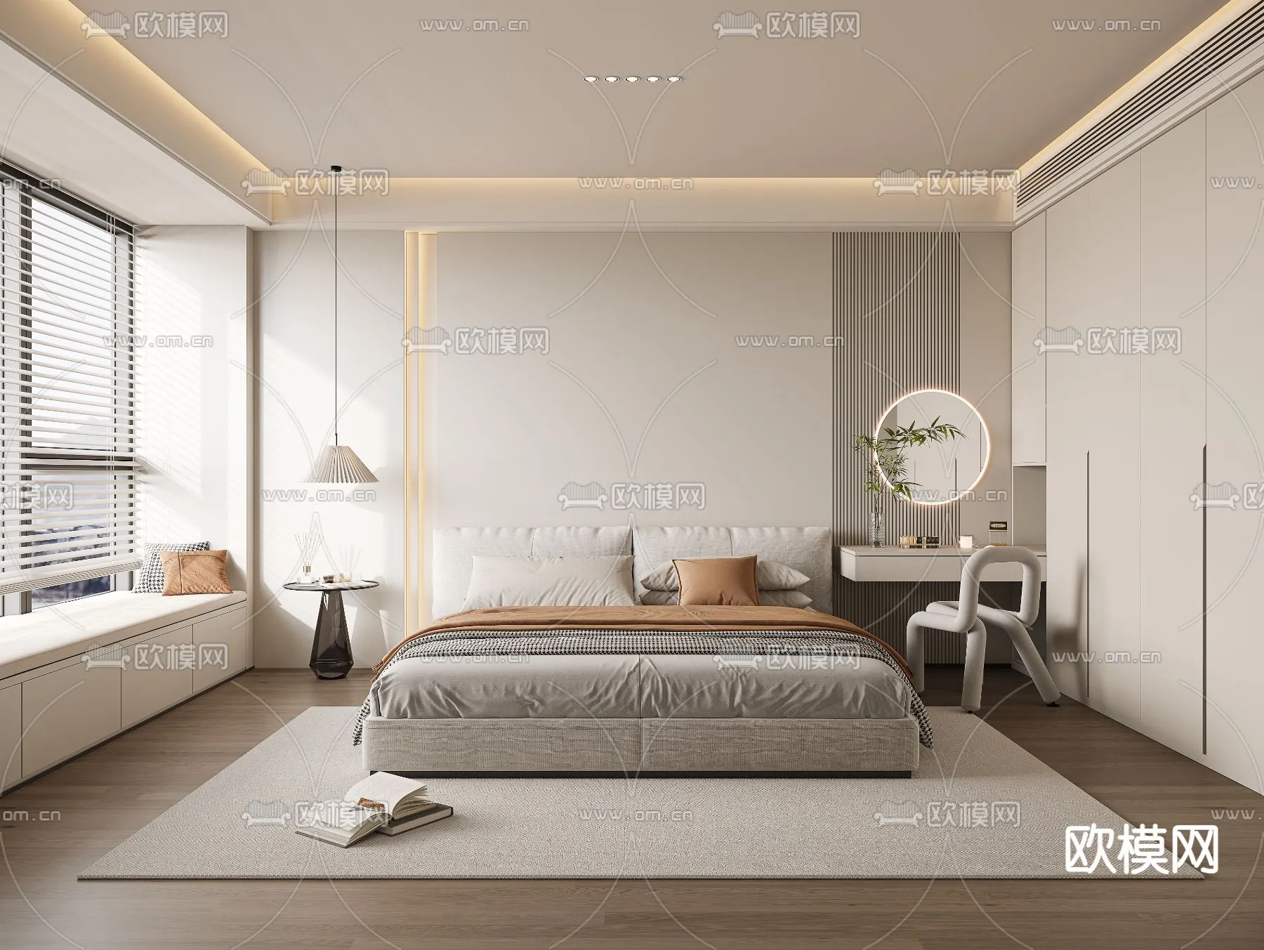 BEDROOM - MODERN STYLE - VRAY / CORONA - 3D MODEL - 2108