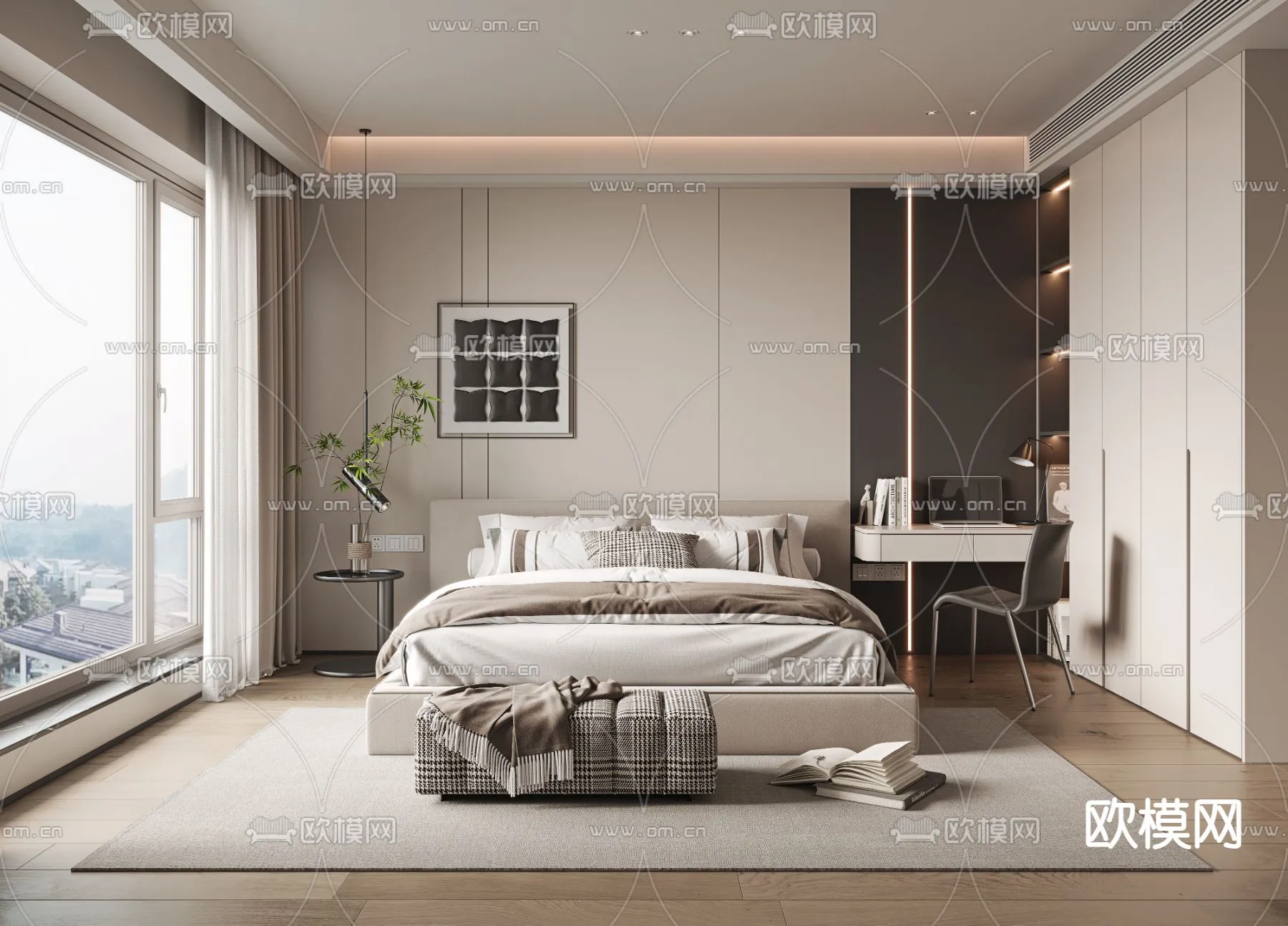BEDROOM - MODERN STYLE - VRAY / CORONA - 3D MODEL - 2109