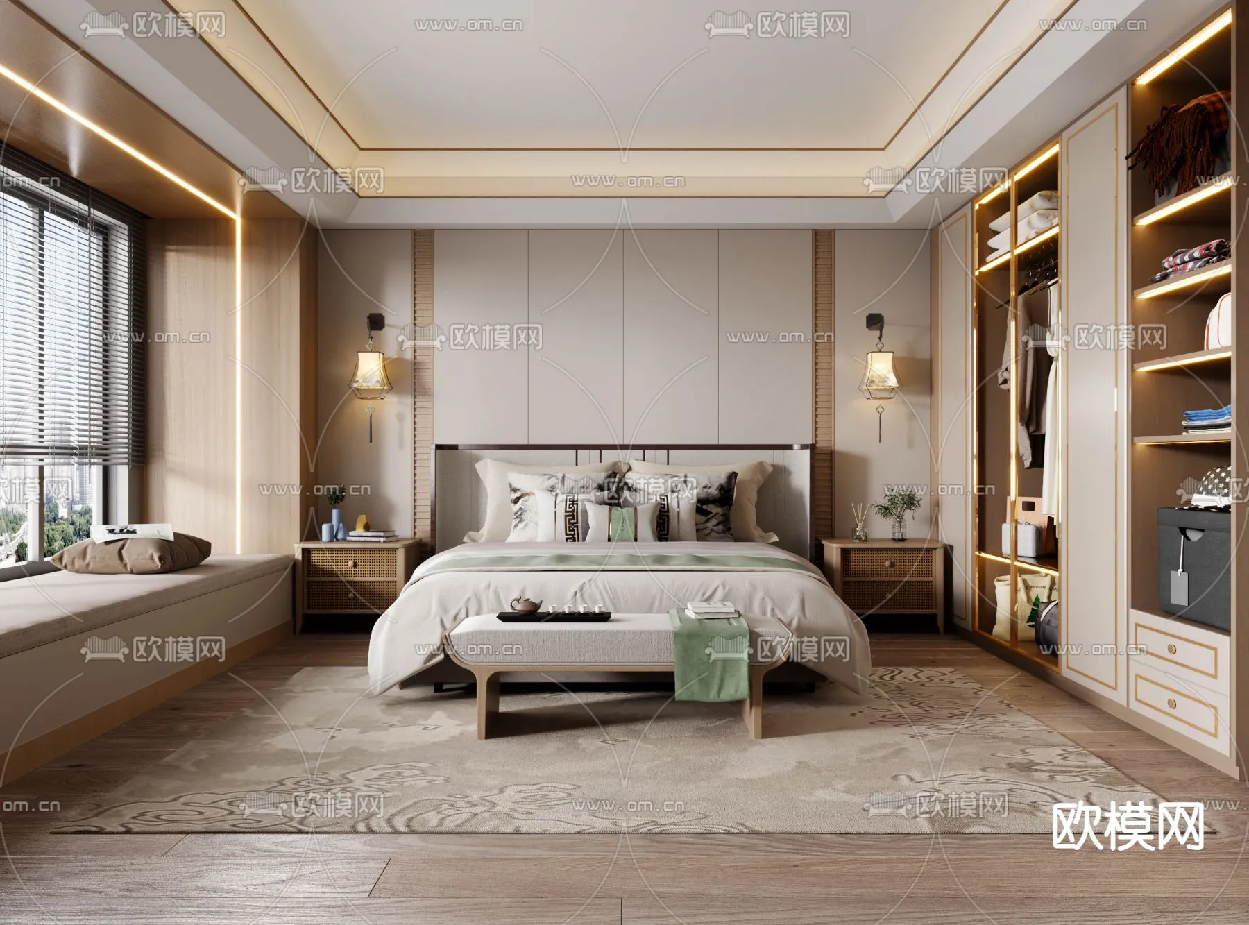 BEDROOM - MODERN STYLE - VRAY / CORONA - 3D MODEL - 2119
