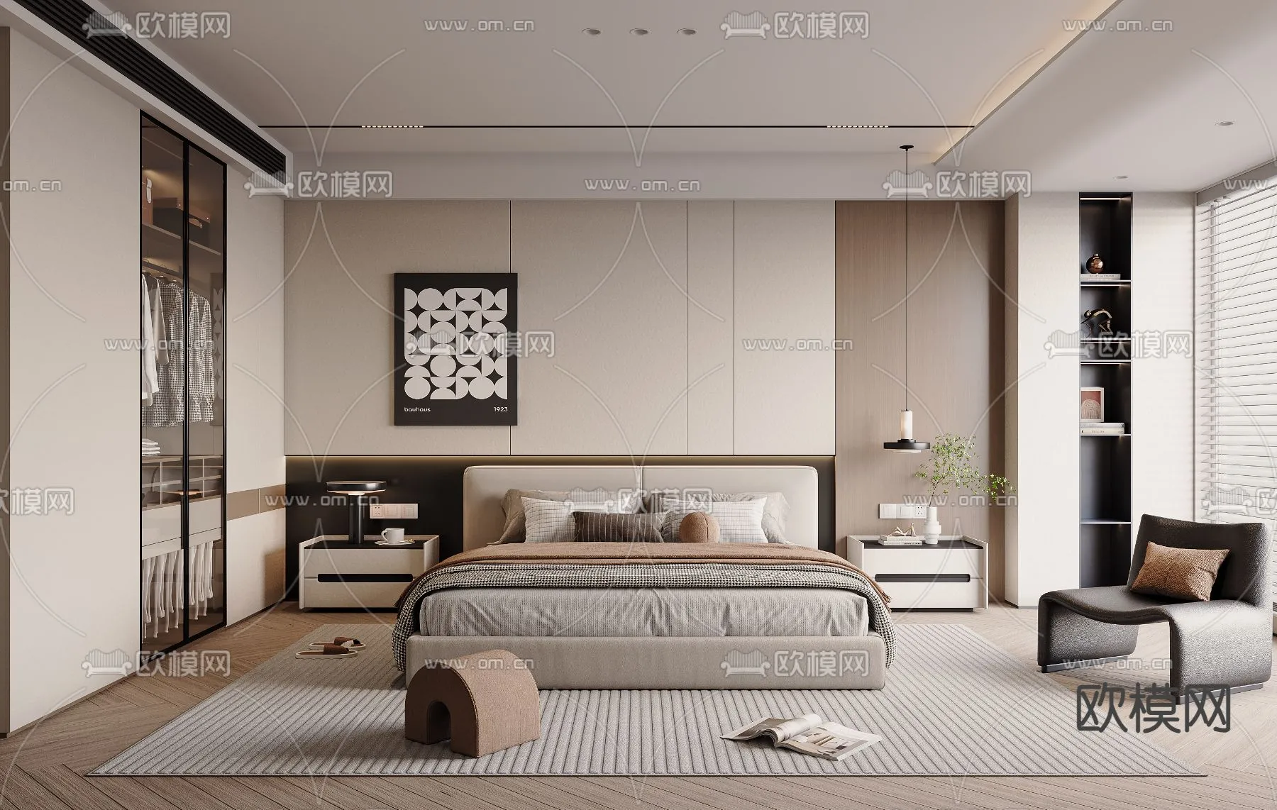 BEDROOM - MODERN STYLE - VRAY / CORONA - 3D MODEL - 2123