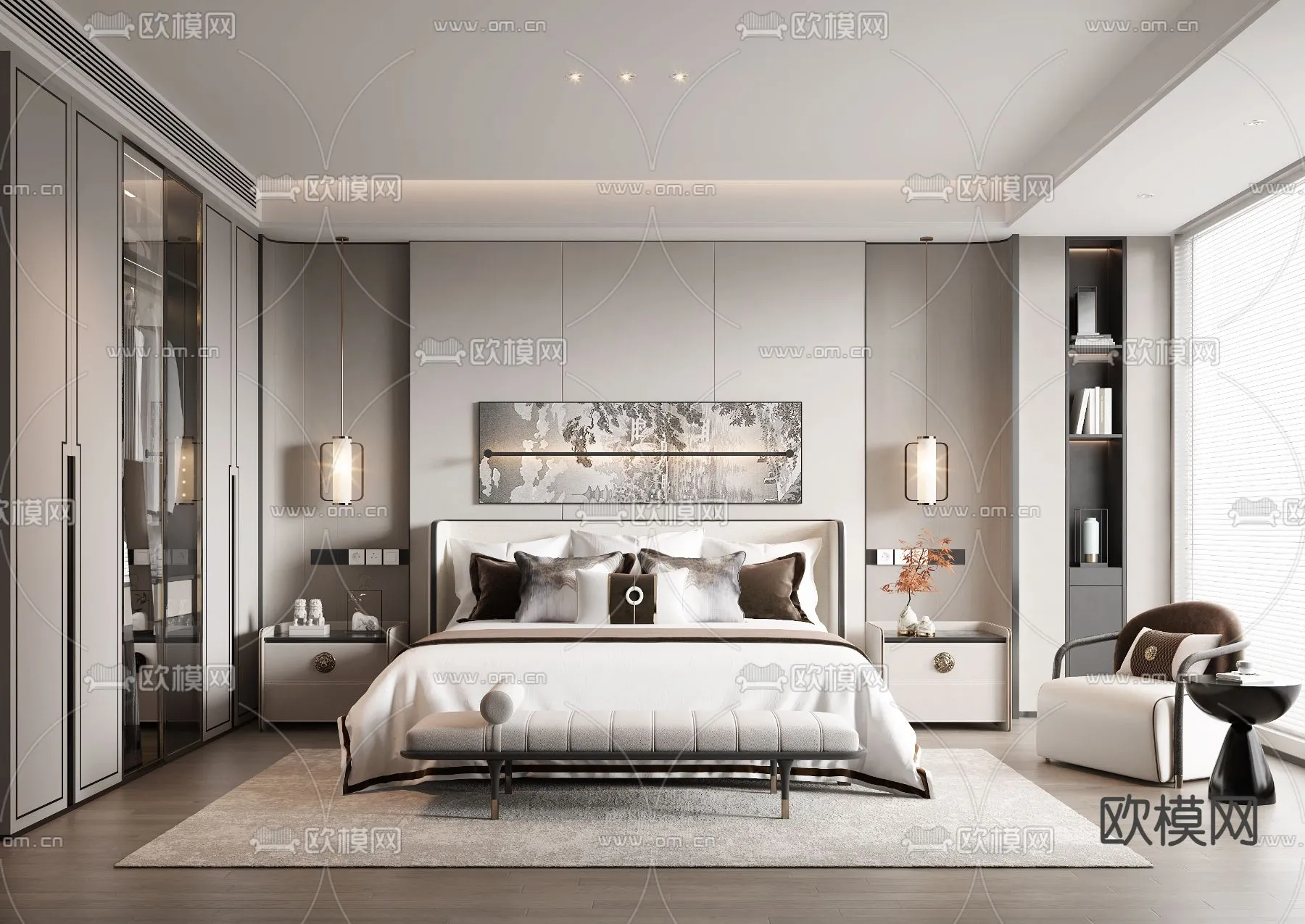 BEDROOM - MODERN STYLE - VRAY / CORONA - 3D MODEL - 2124