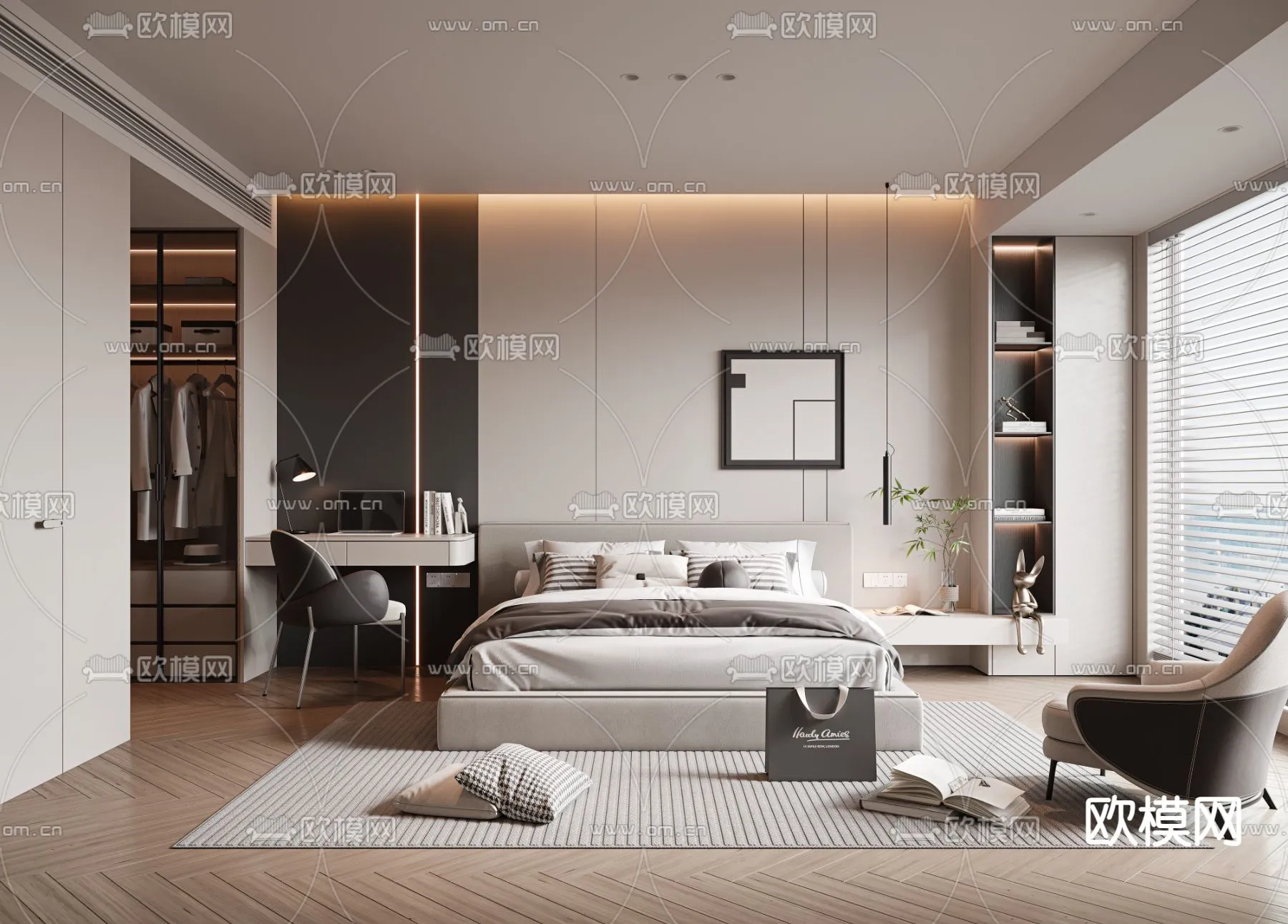 BEDROOM - MODERN STYLE - VRAY / CORONA - 3D MODEL - 2131
