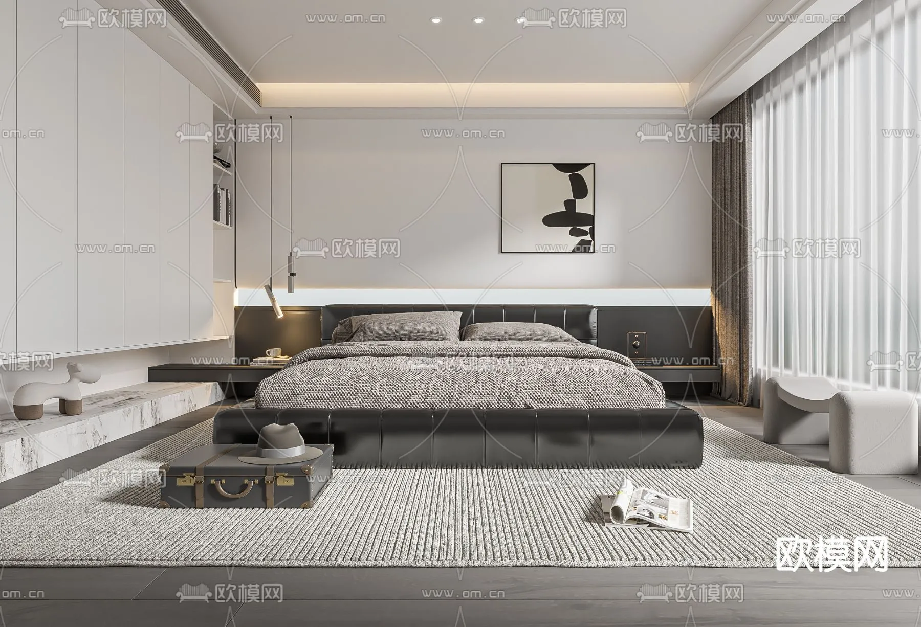 BEDROOM - MODERN STYLE - VRAY / CORONA - 3D MODEL - 2133