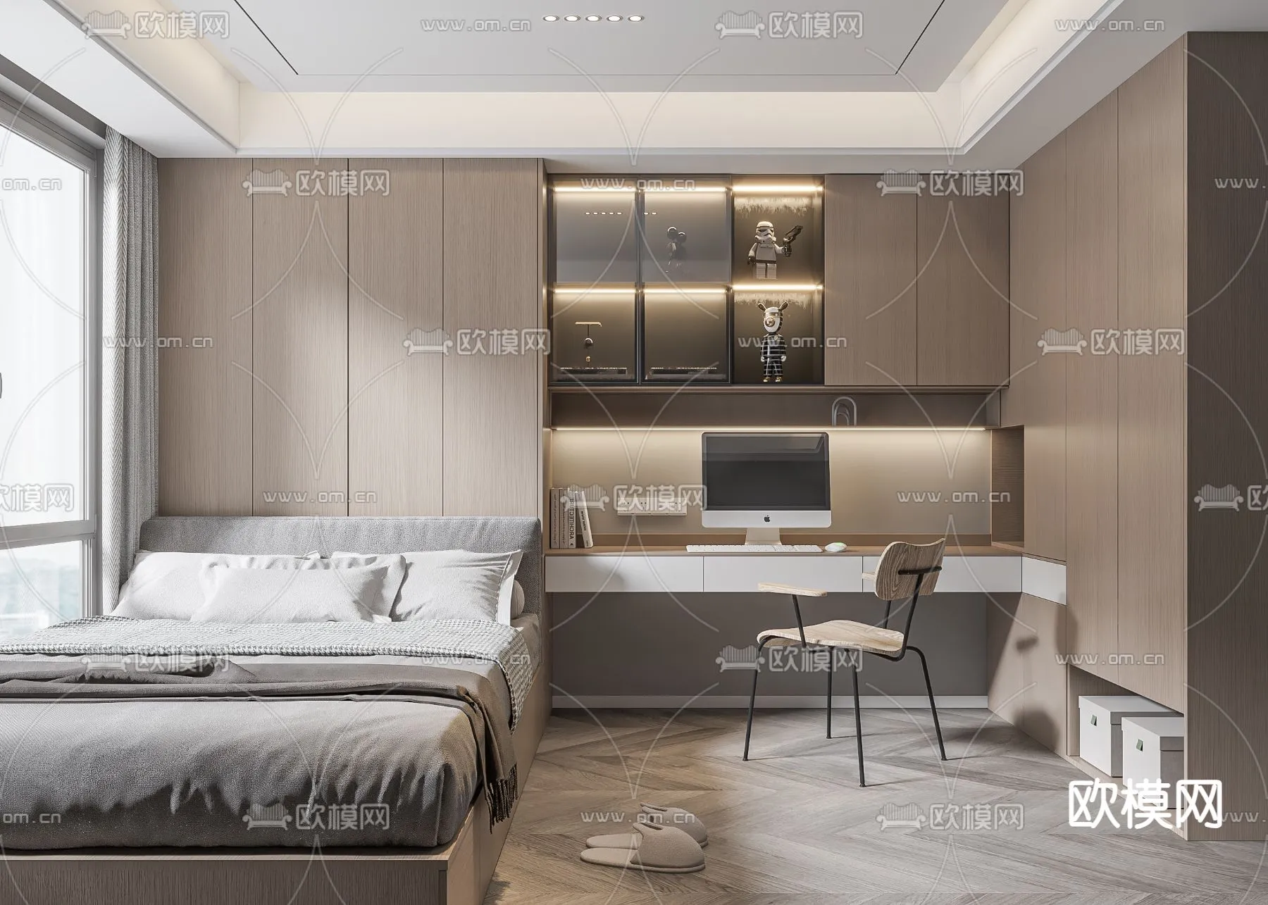 BEDROOM - MODERN STYLE - VRAY / CORONA - 3D MODEL - 2134