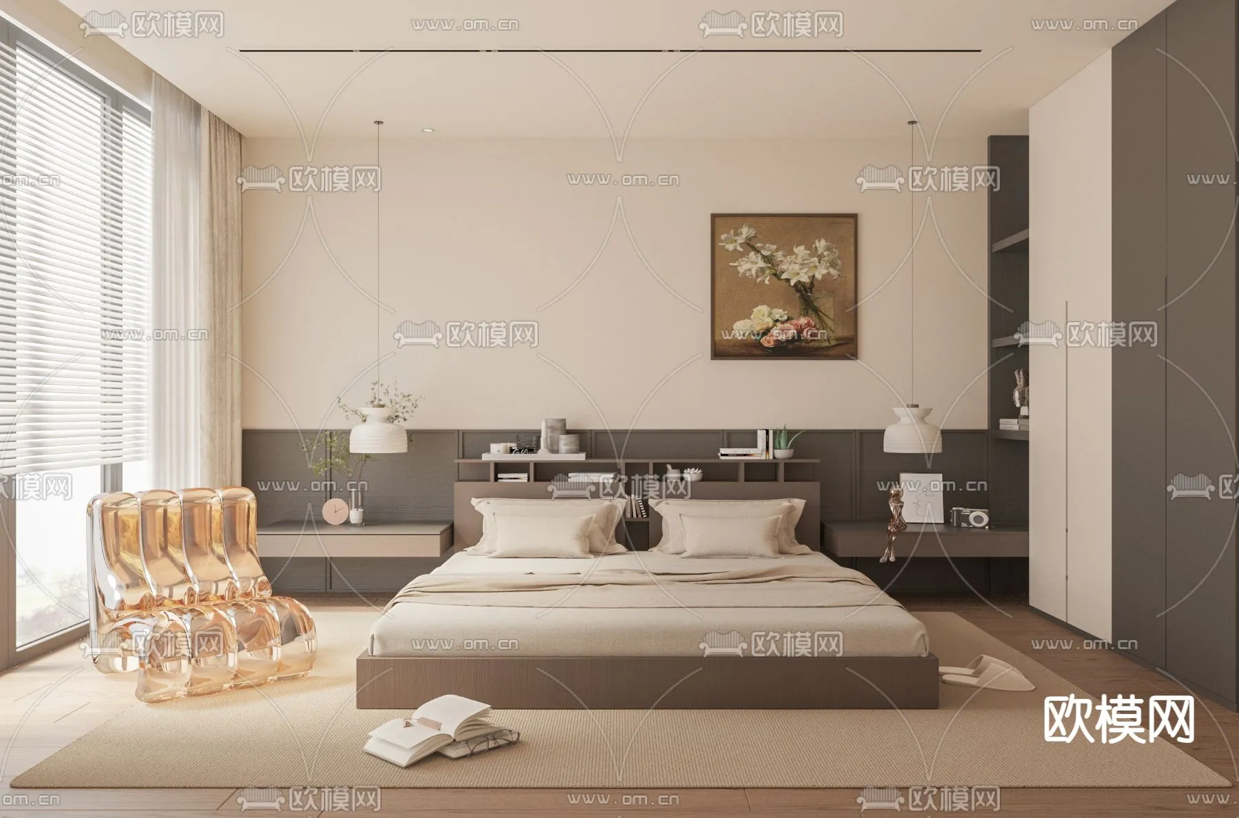 BEDROOM - MODERN STYLE - VRAY / CORONA - 3D MODEL - 2136