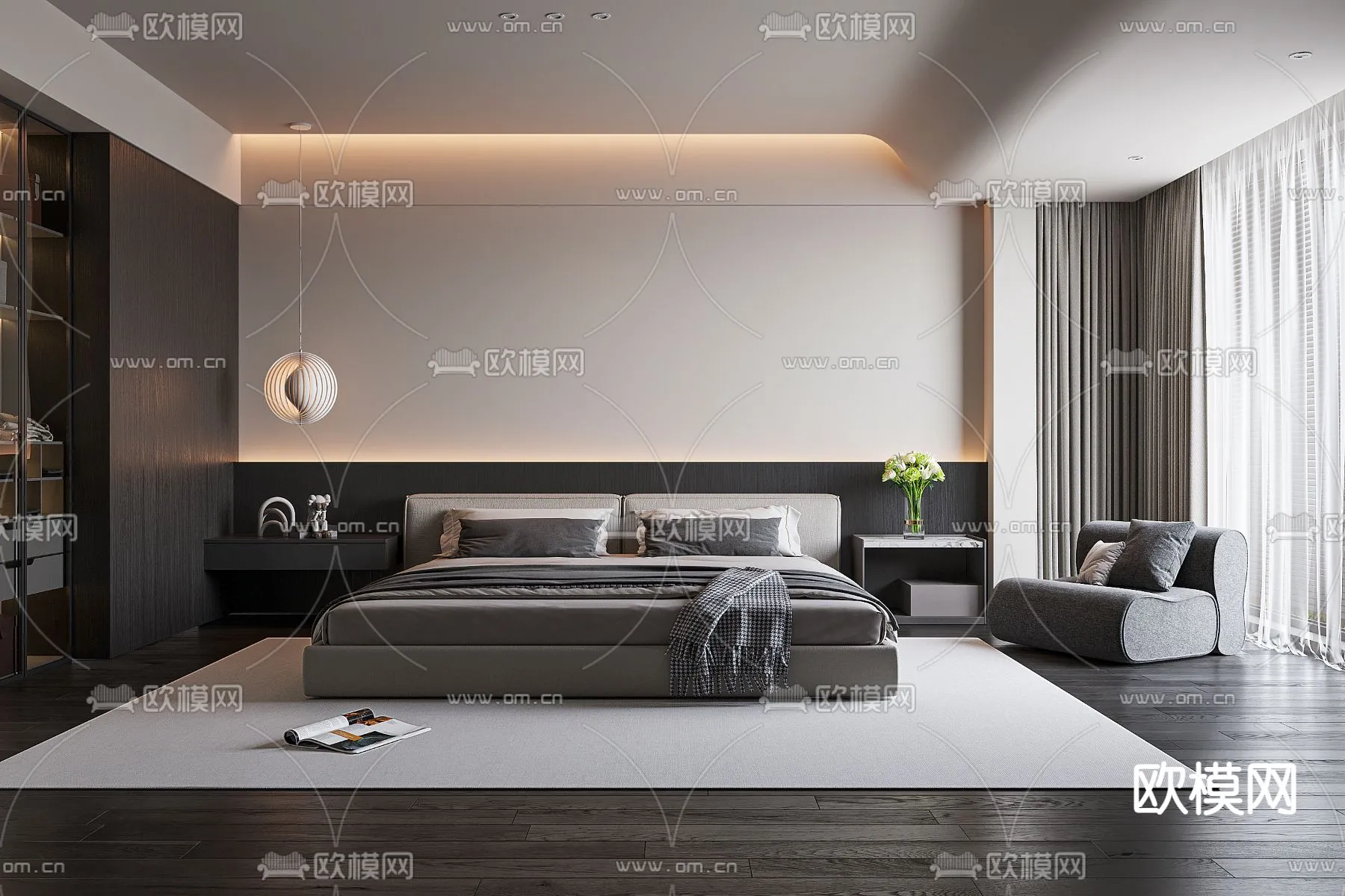 BEDROOM - MODERN STYLE - VRAY / CORONA - 3D MODEL - 2137