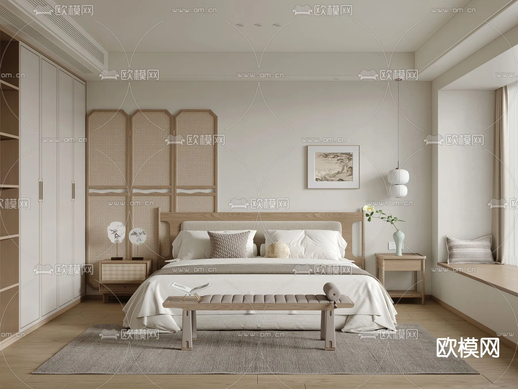BEDROOM - MODERN STYLE - VRAY / CORONA - 3D MODEL - 2140