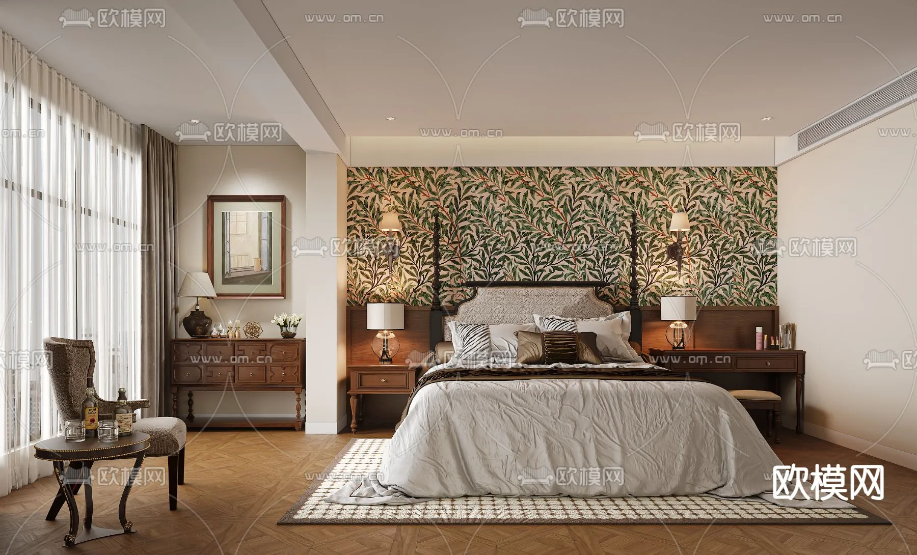 BEDROOM - MODERN STYLE - VRAY / CORONA - 3D MODEL - 2141