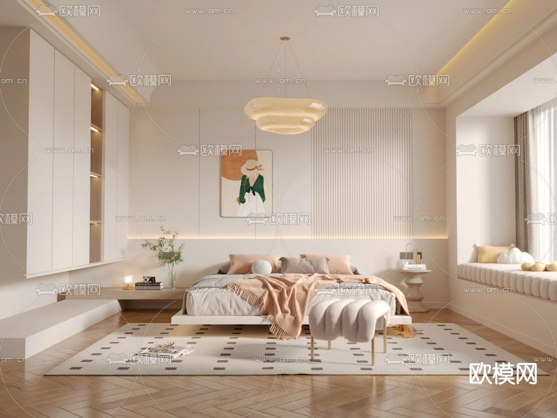 BEDROOM - MODERN STYLE - VRAY / CORONA - 3D MODEL - 2146