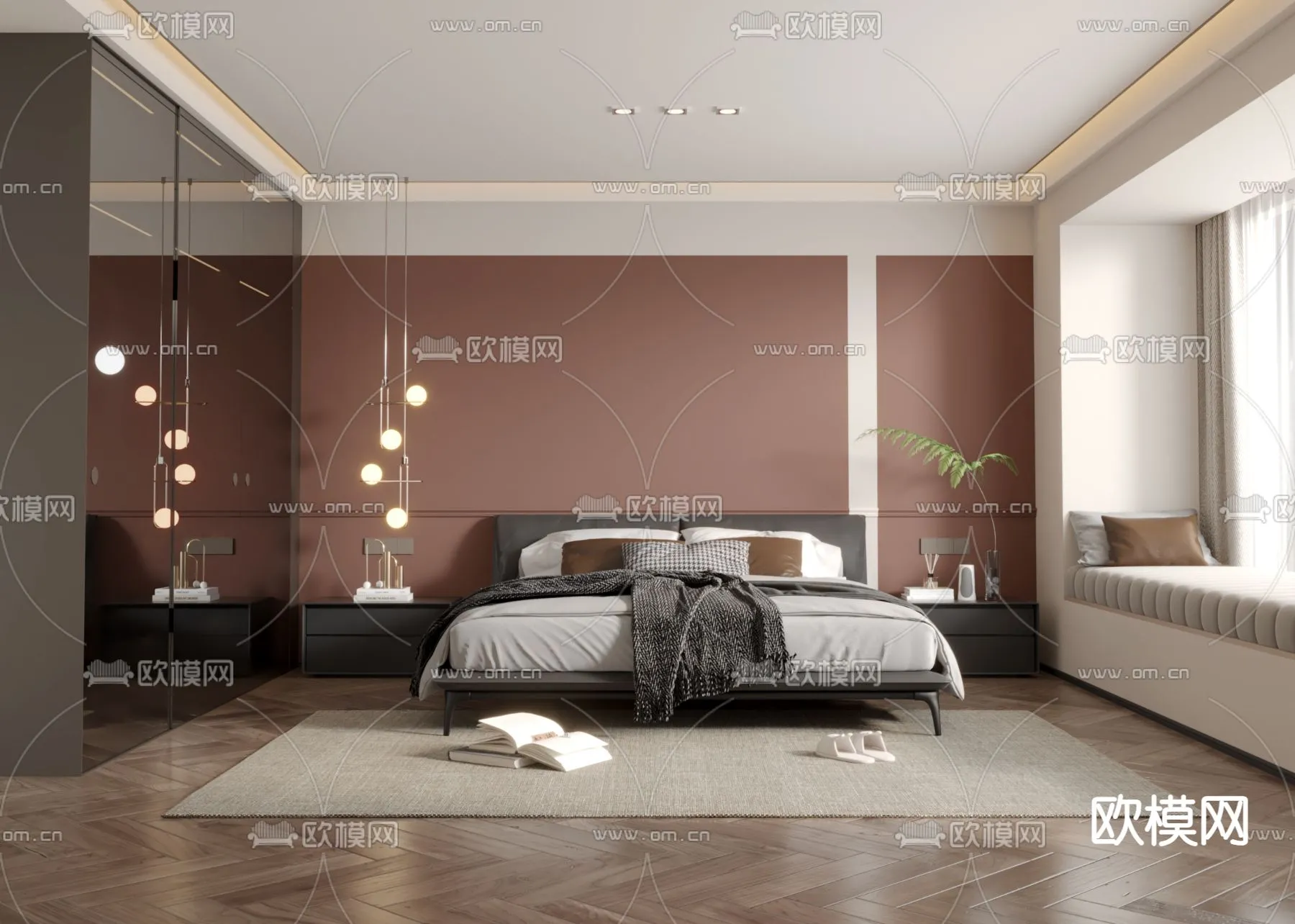BEDROOM - MODERN STYLE - VRAY / CORONA - 3D MODEL - 2147