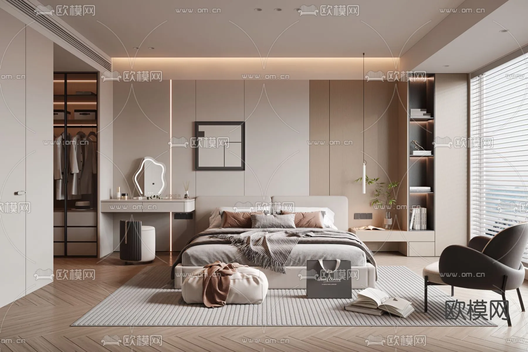 BEDROOM - MODERN STYLE - VRAY / CORONA - 3D MODEL - 2148
