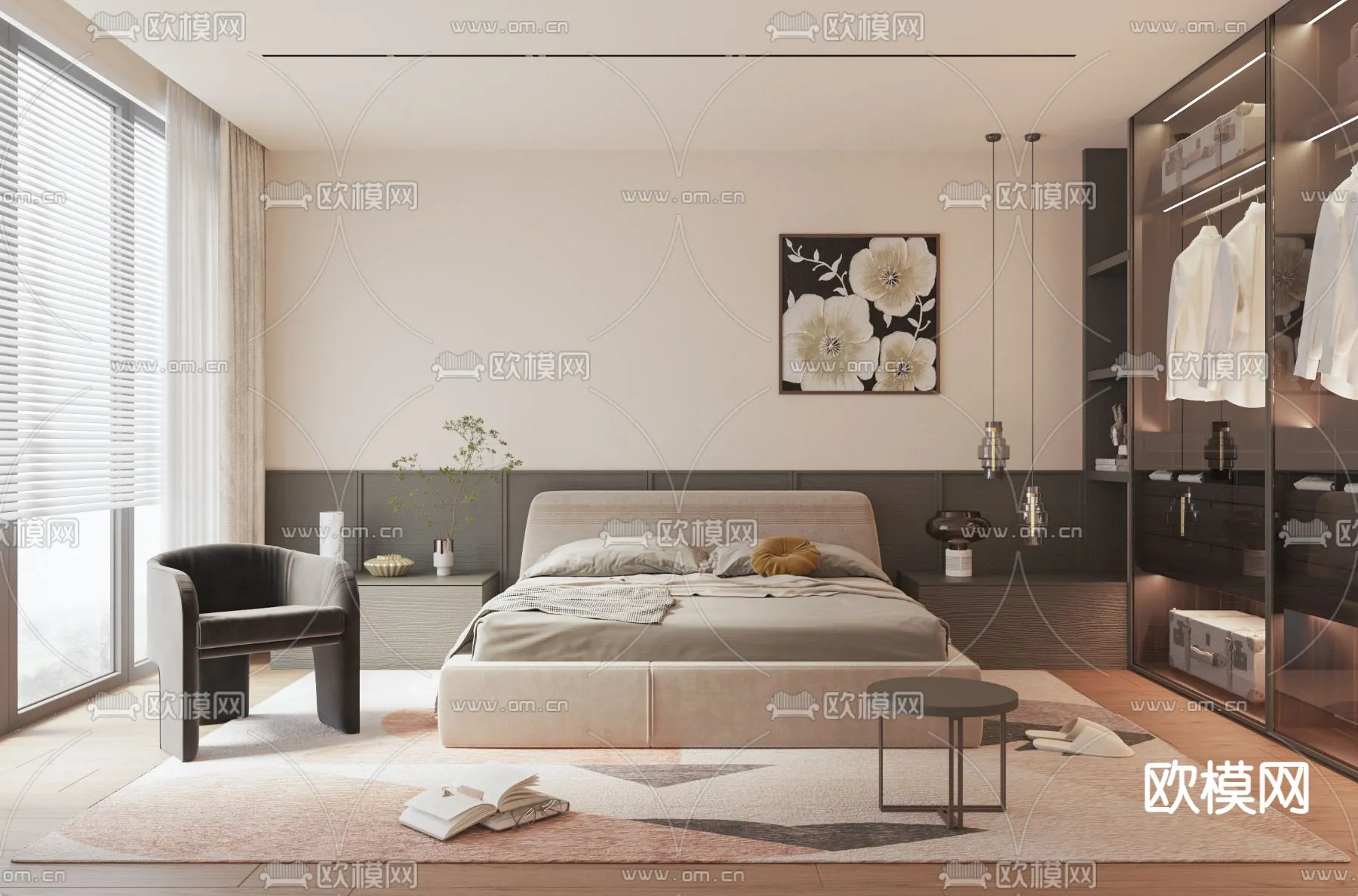 BEDROOM - MODERN STYLE - VRAY / CORONA - 3D MODEL - 2156