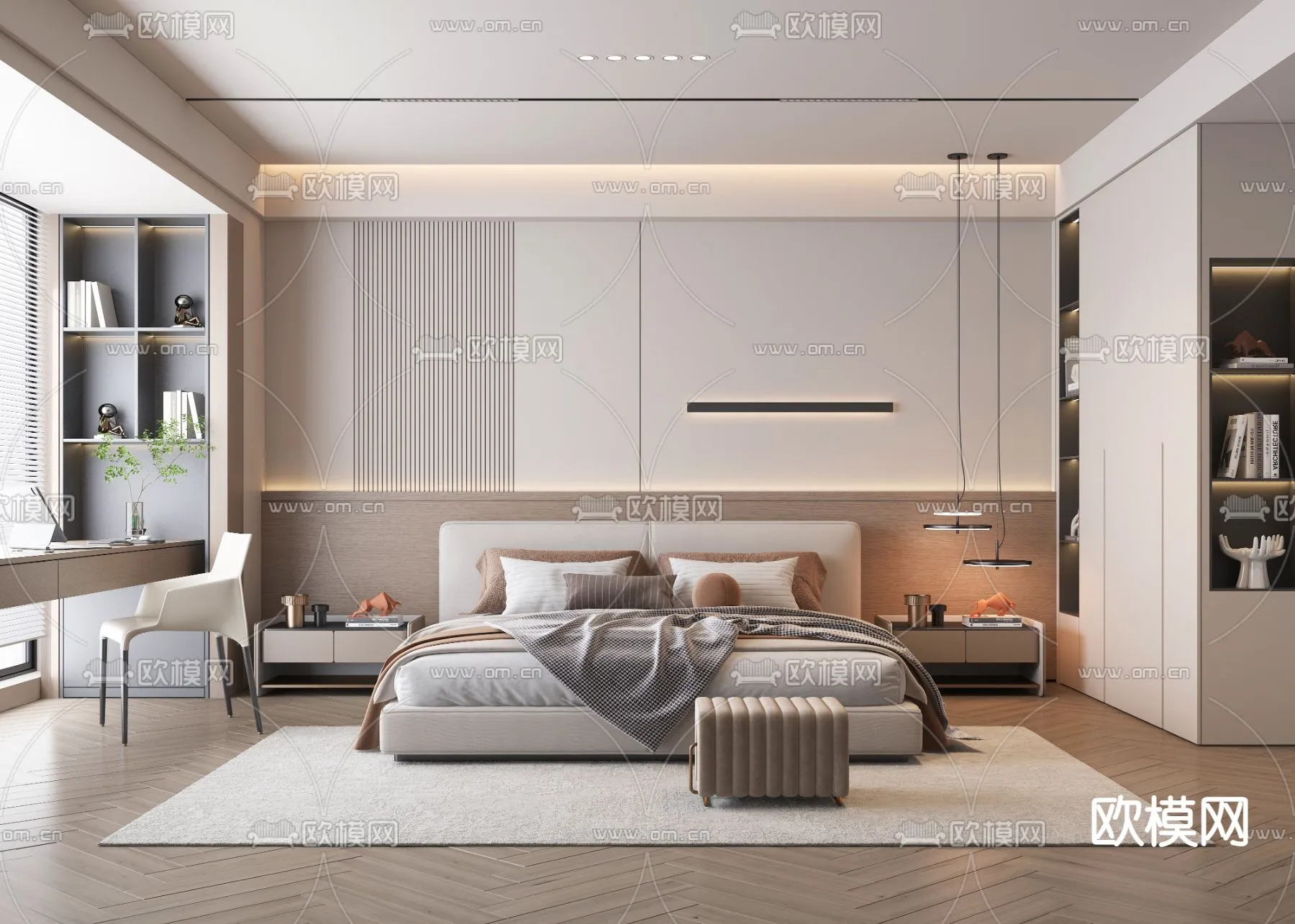 BEDROOM - MODERN STYLE - VRAY / CORONA - 3D MODEL - 2159