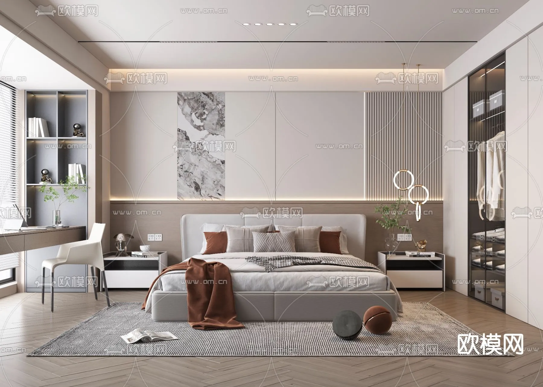 BEDROOM - MODERN STYLE - VRAY / CORONA - 3D MODEL - 2161