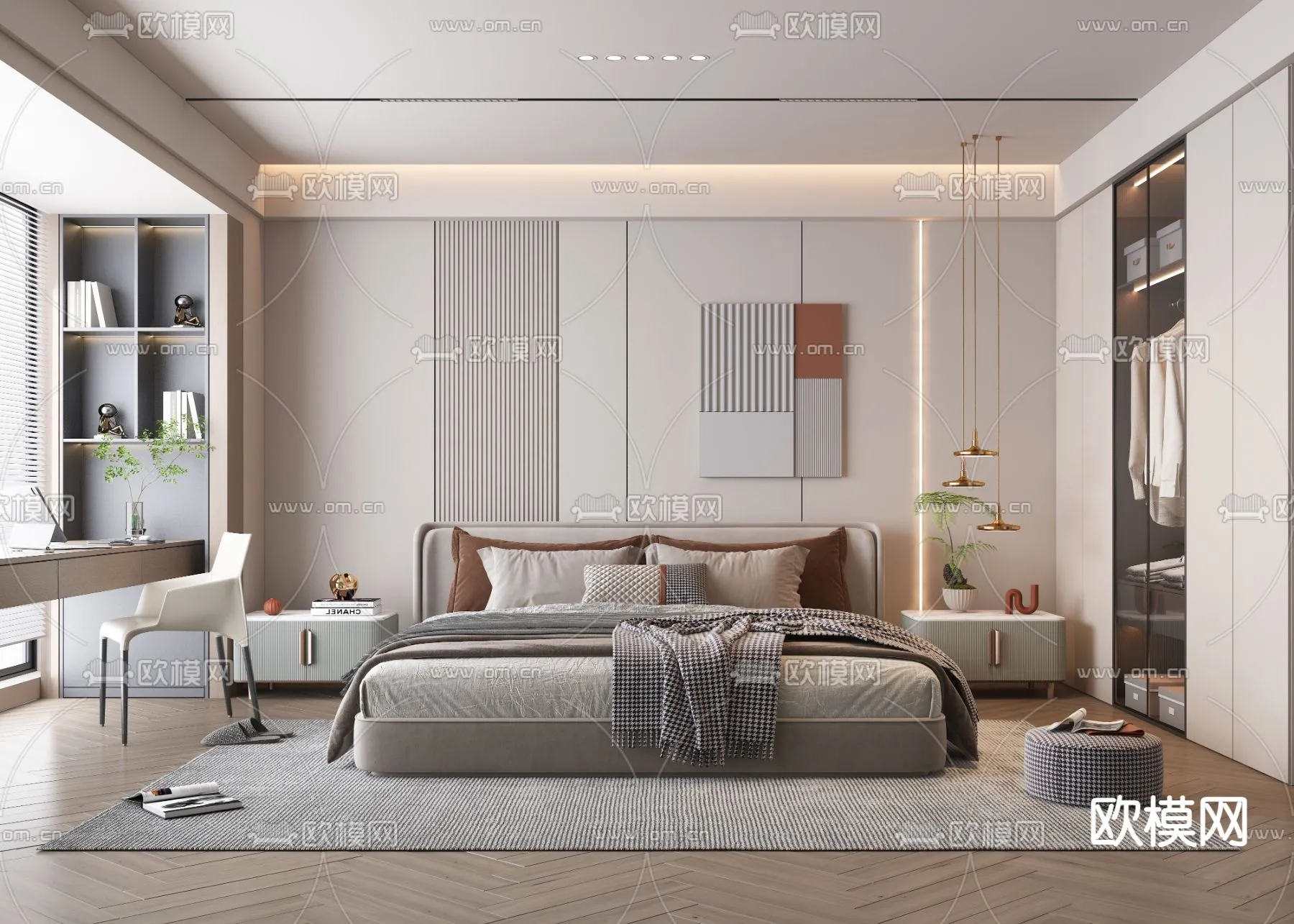 BEDROOM - MODERN STYLE - VRAY / CORONA - 3D MODEL - 2162