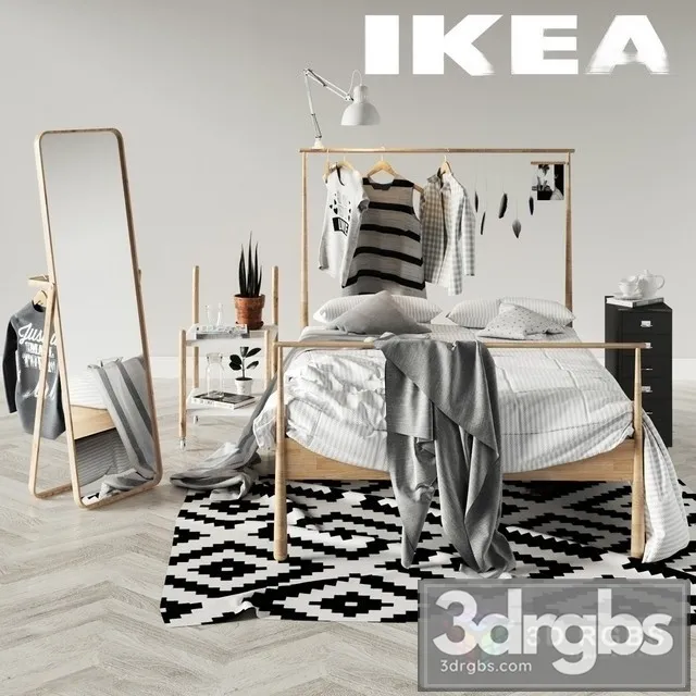 Bedroom Set Ikea 3D Model Free
