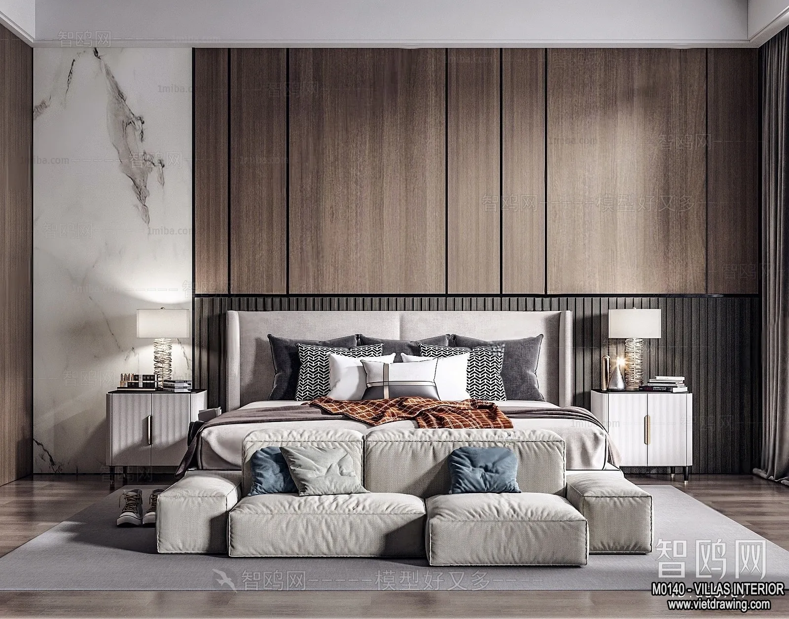 Bedroom - Villas 3D Interior Scene - 3D Models - 017
