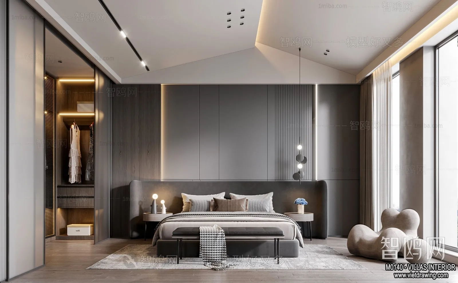 Bedroom - Villas 3D Interior Scene - 3D Models - 024