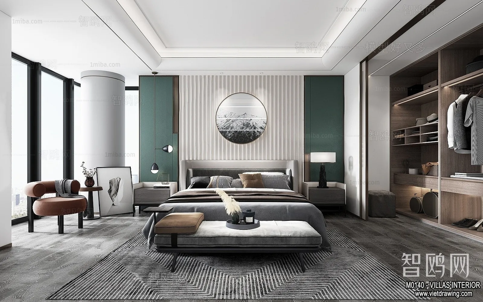 Bedroom - Villas 3D Interior Scene - 3D Models - 041