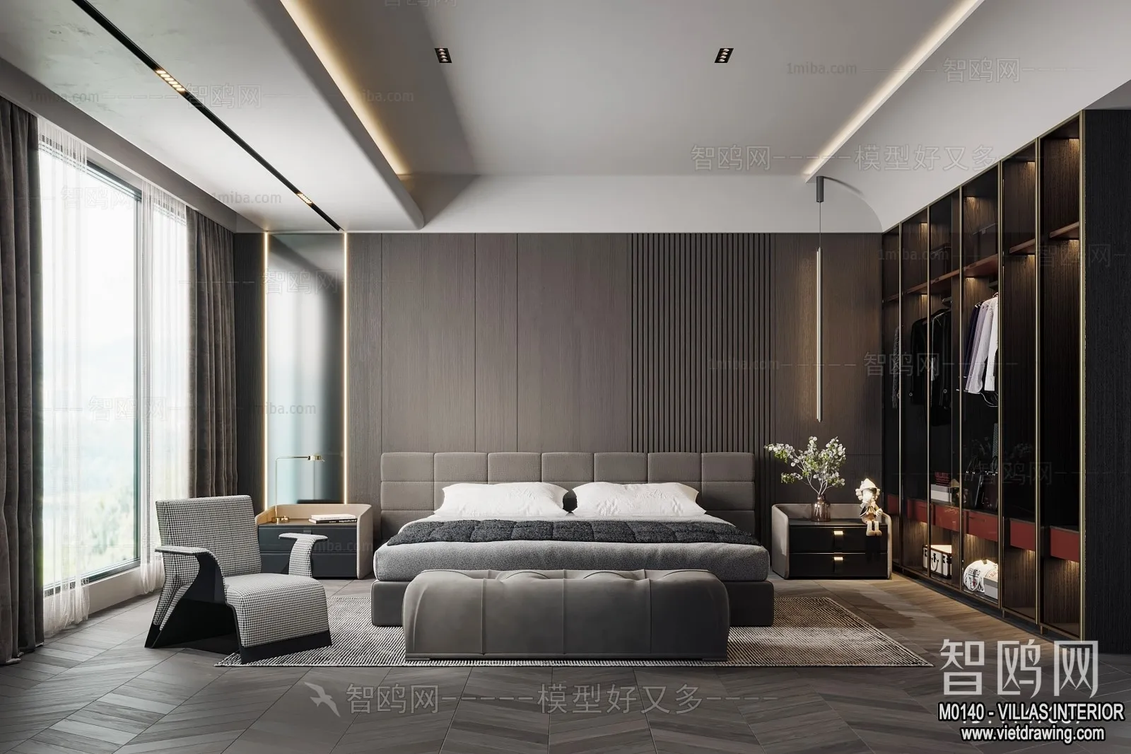 Bedroom - Villas 3D Interior Scene - 3D Models - 057