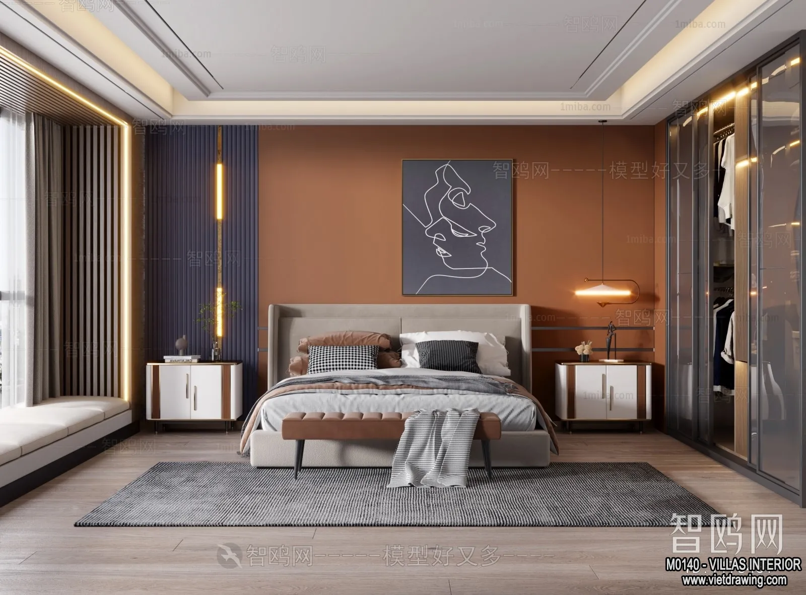 Bedroom - Villas 3D Interior Scene - 3D Models - 065