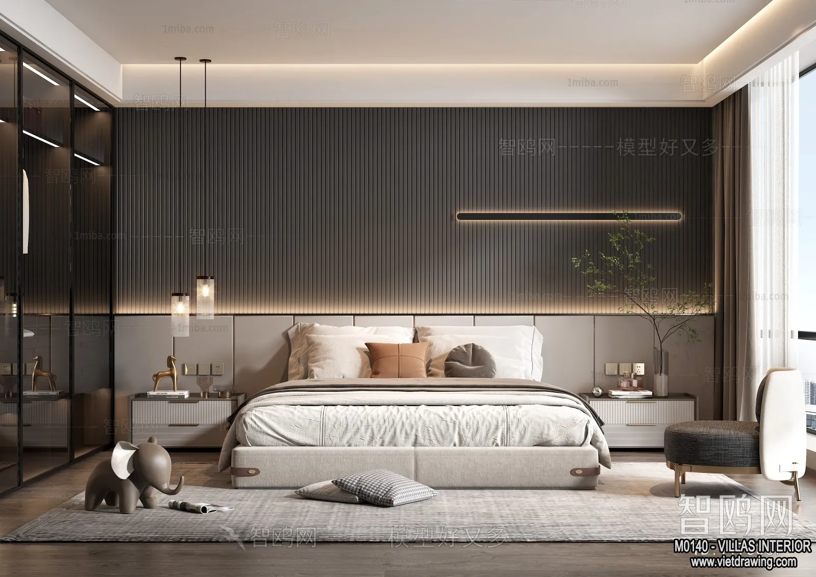 Bedroom - Villas 3D Interior Scene - 3D Models - 077