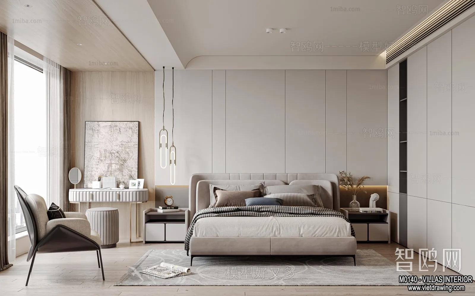 Bedroom - Villas 3D Interior Scene - 3D Models - 095