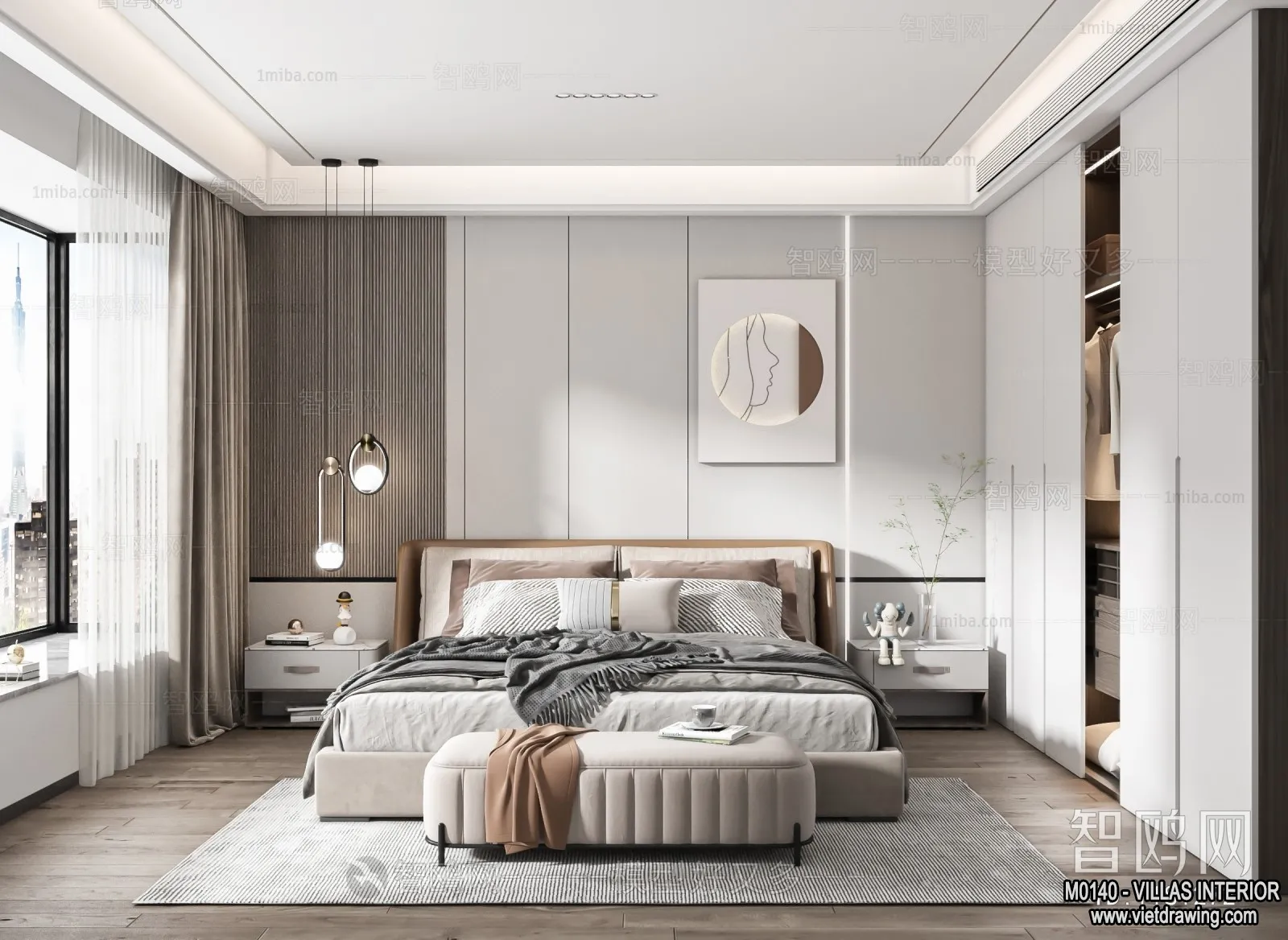 Bedroom - Villas 3D Interior Scene - 3D Models - 100