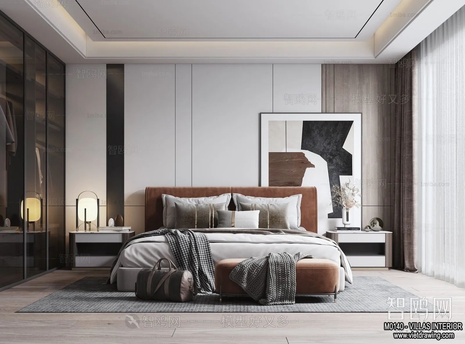 Bedroom - Villas 3D Interior Scene - 3D Models - 107