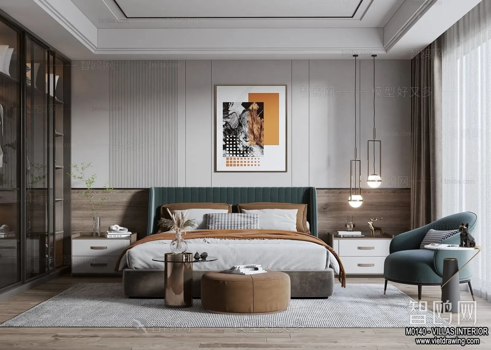 Bedroom - Villas 3D Interior Scene - 3D Models - 109