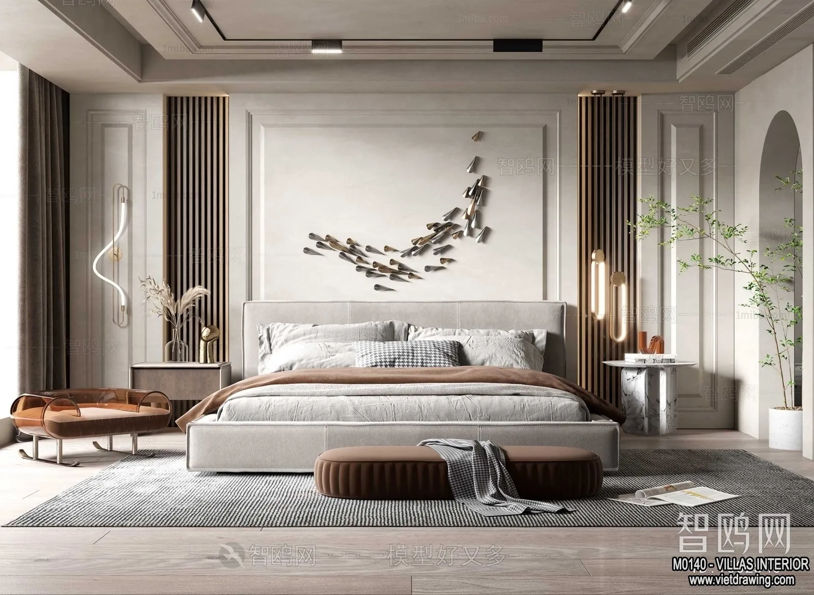 Bedroom - Villas 3D Interior Scene - 3D Models - 120