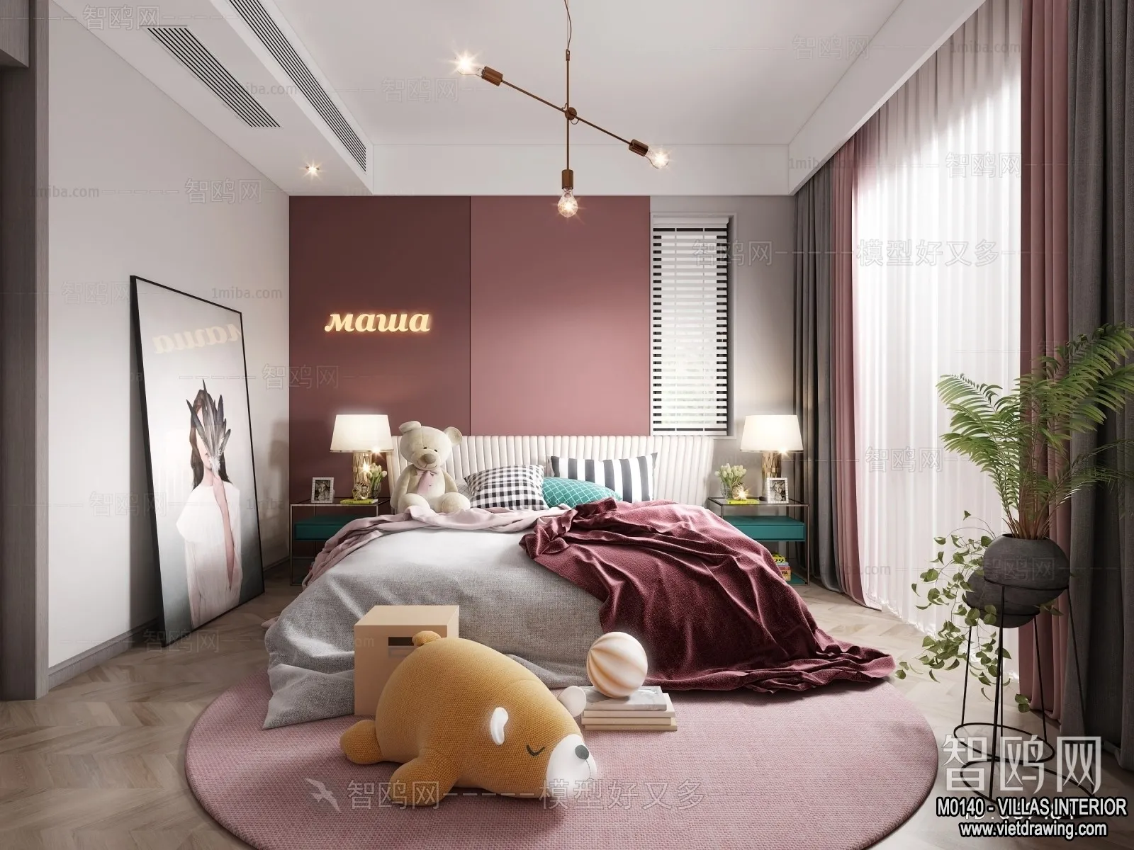 Bedroom - Villas 3D Interior Scene - 3D Models - 137