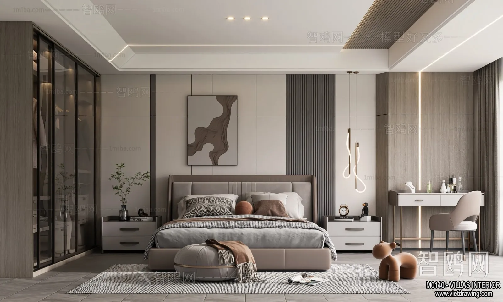 Bedroom - Villas 3D Interior Scene - 3D Models - 142