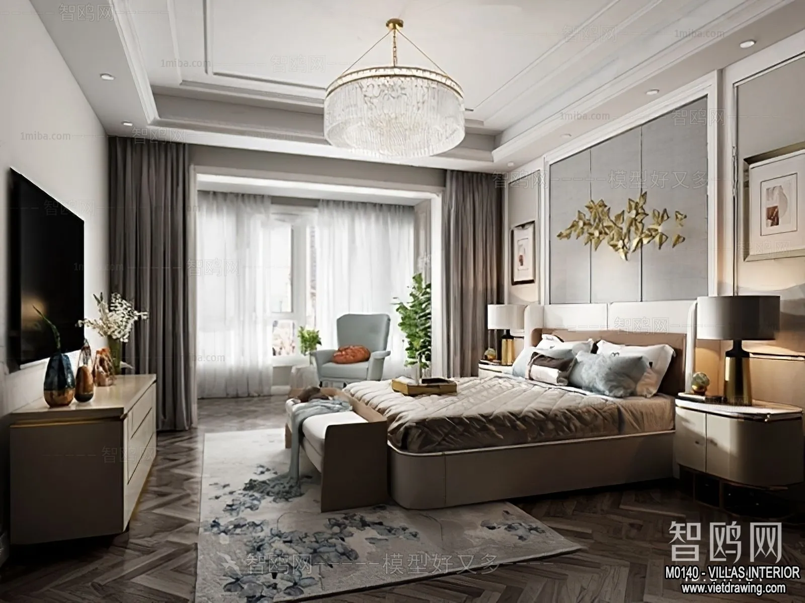 Bedroom - Villas 3D Interior Scene - 3D Models - 144