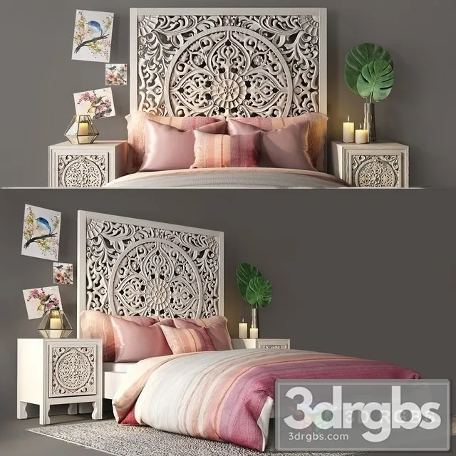 Bedside Anthropologie Bed 3D Model Free
