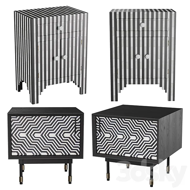 Bedside cabinets with LoftConсept inlay 3D Model