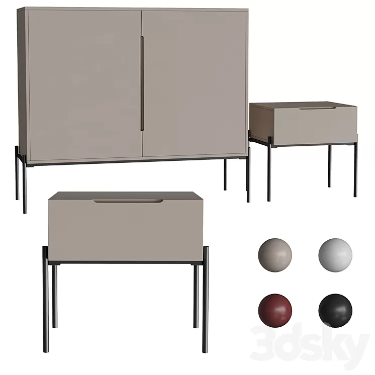 Bedside table and chest of drawers Flow 3D Model