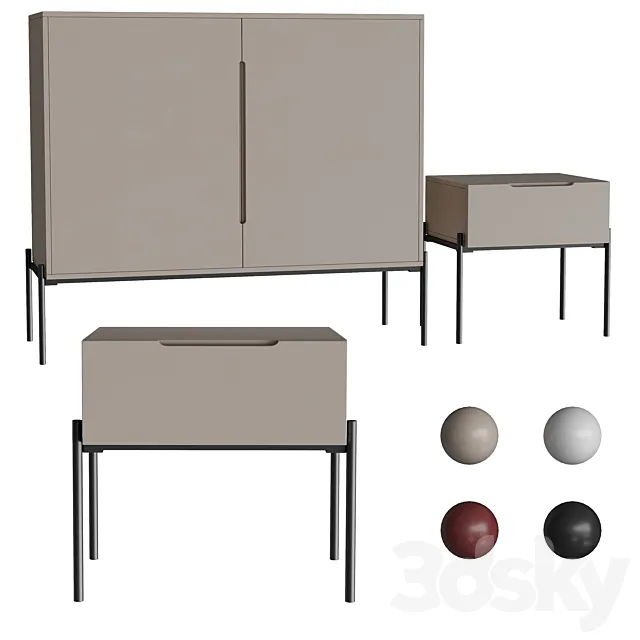 Bedside table and chest of drawers Flow 3DModel