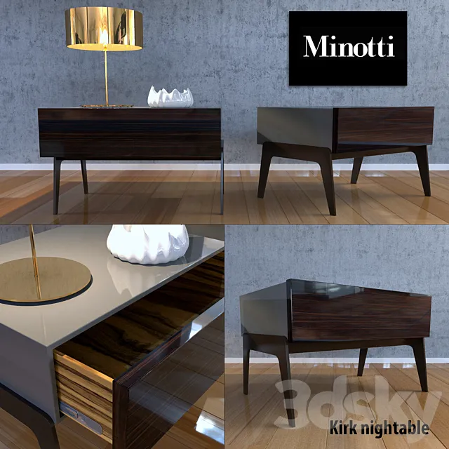 Bedside table Minotti Minotti 2014 - Kirk nightable 3D Model