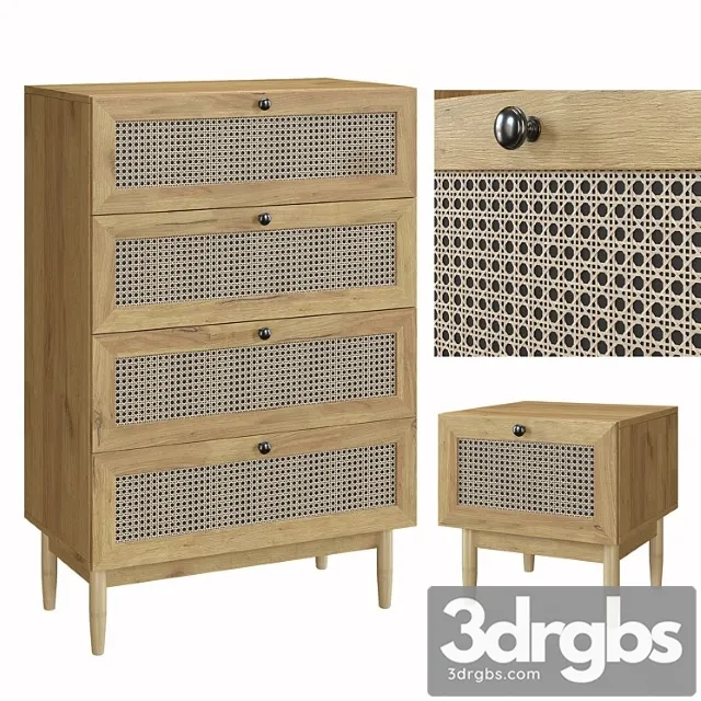Bedside Table Roshal Wood And Chest of Drawers Roshal 1 Wood Sofa Ru 3D Model Free