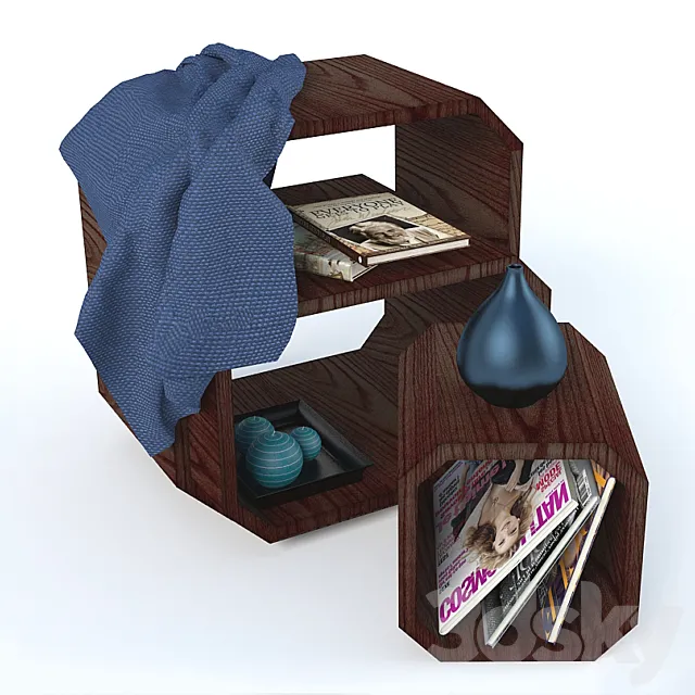 Bedside table with decorations 3DModel