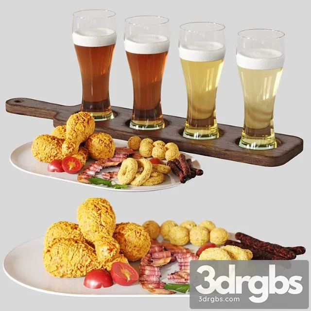 Beer set with snack 3D Model Free