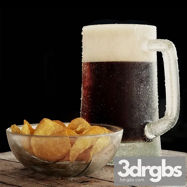 Beer with chips 3D Model Free