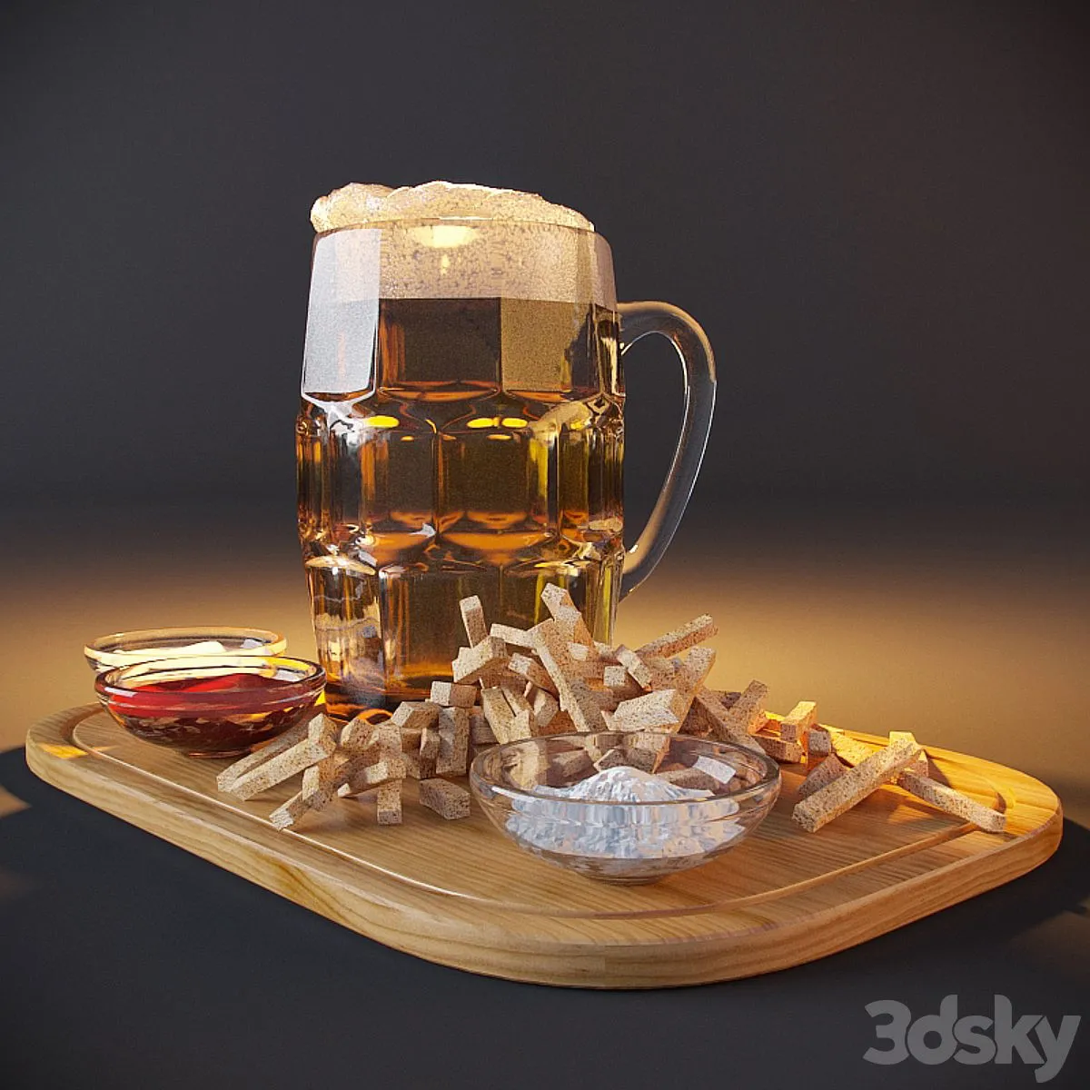 Beer with croutons 3D Model