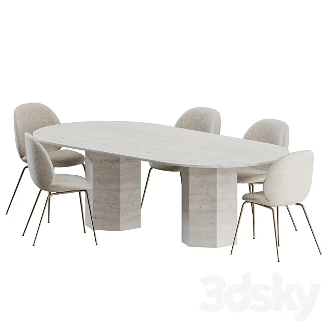 Beetle Chair Dinning Set by Gubi 3DModel