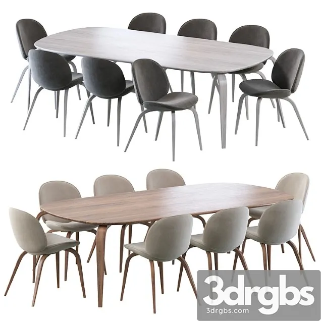 Beetle Dining Chair And Gubi Dining Table Elliptical 3D Model Free