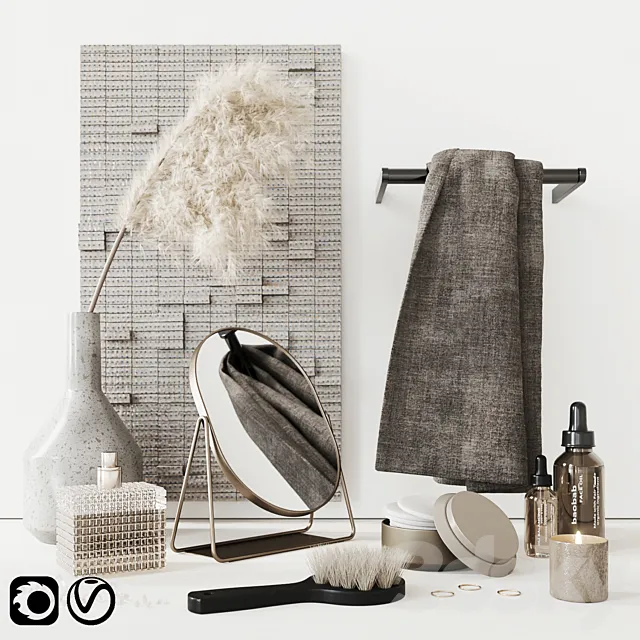 Beige Bathroom Set 3D Model