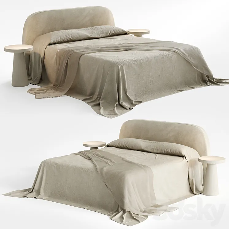 Beige bed linen Zara Home 3D Model Free