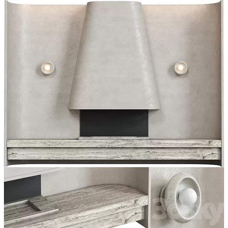 Beige composition with fireplace 3D Model